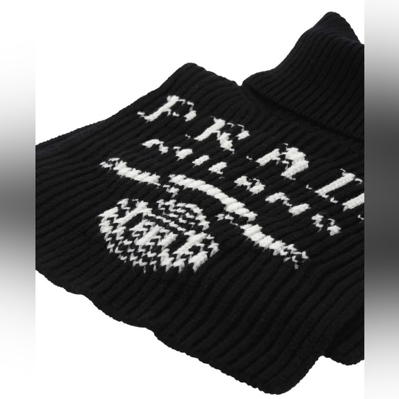 Prada Black & White Turtleneck Sweater Logo Intarsia Knit Balaclava neck warmer - Picture 3 of 6